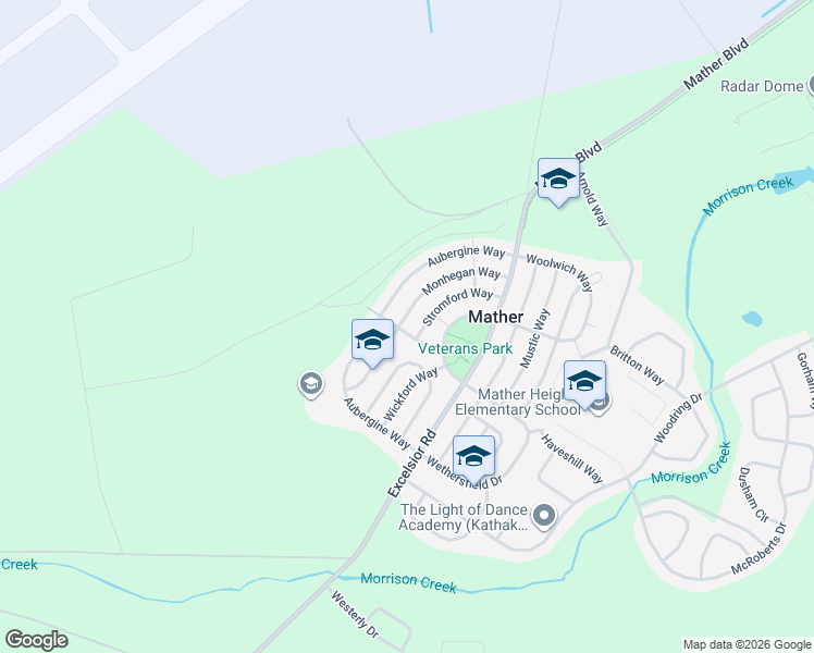 map of restaurants, bars, coffee shops, grocery stores, and more near 4331 Monhegan Way in Sacramento County