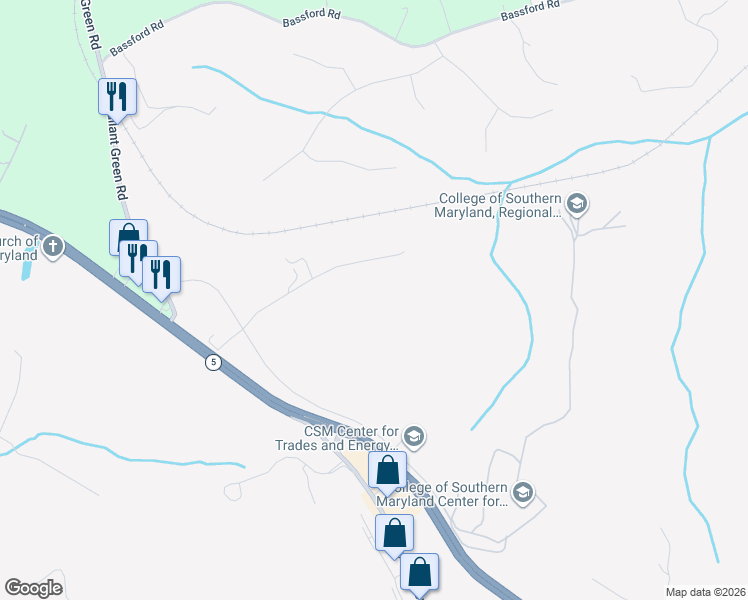 map of restaurants, bars, coffee shops, grocery stores, and more near 5980 Paternoster Ln in Hughesville