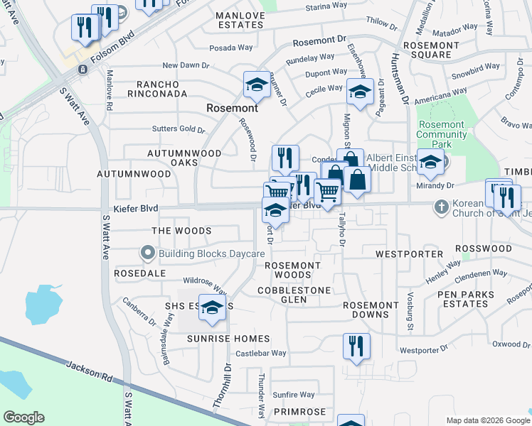map of restaurants, bars, coffee shops, grocery stores, and more near in Rosemont