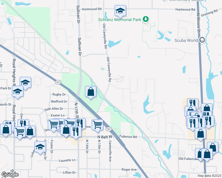 map of restaurants, bars, coffee shops, grocery stores, and more near 2904 Old Caseyville Road in Swansea