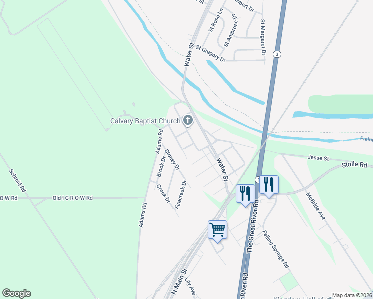 map of restaurants, bars, coffee shops, grocery stores, and more near 66 Mousette Avenue in St. Clair County