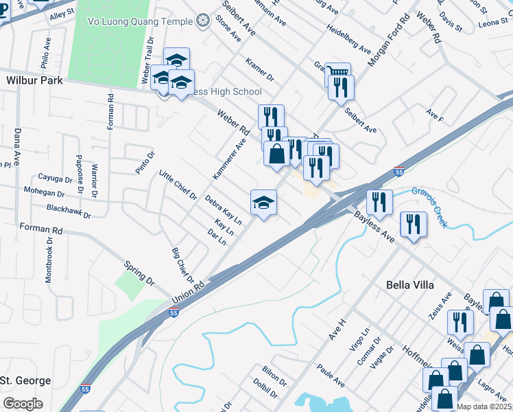map of restaurants, bars, coffee shops, grocery stores, and more near 815 Union Road in St. Louis