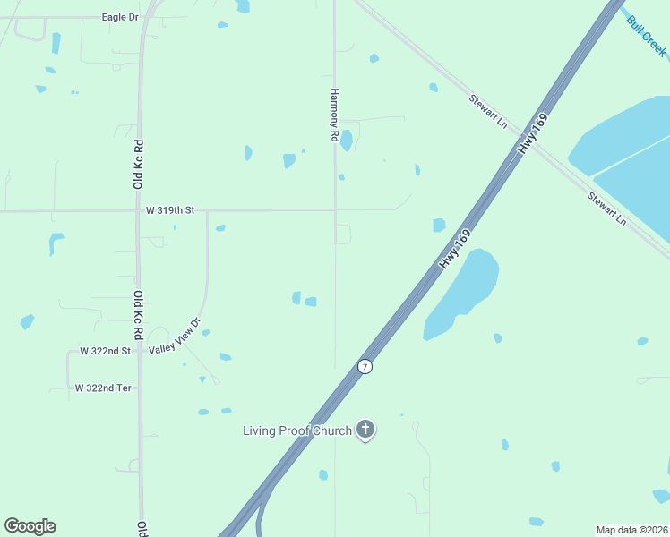 map of restaurants, bars, coffee shops, grocery stores, and more near 32027 Harmony Road in Paola