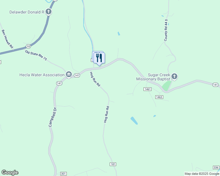 map of restaurants, bars, coffee shops, grocery stores, and more near 3490 County Road 181 in Ironton