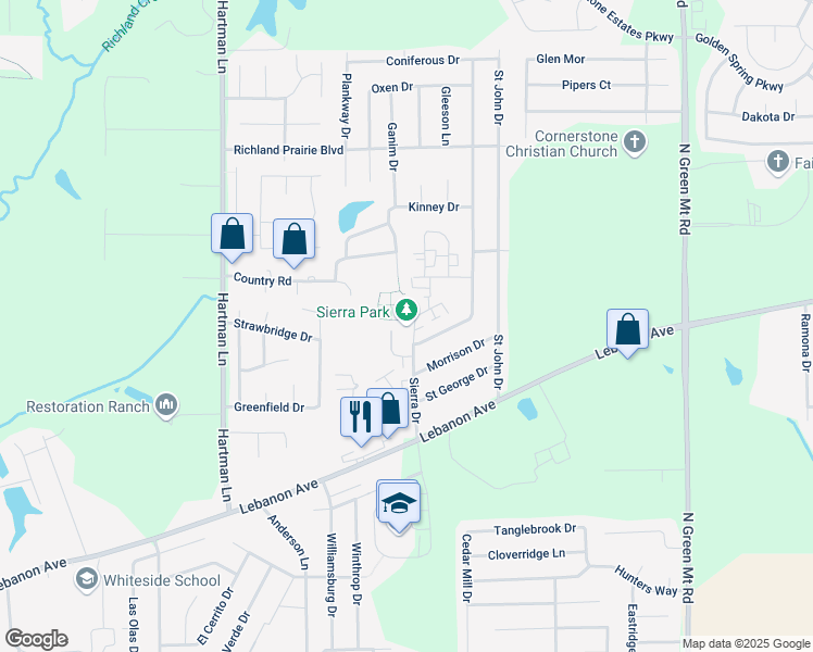 map of restaurants, bars, coffee shops, grocery stores, and more near 2605 Sierra Drive in Belleville
