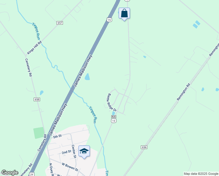 map of restaurants, bars, coffee shops, grocery stores, and more near 7167 Confederate Boulevard in Remington