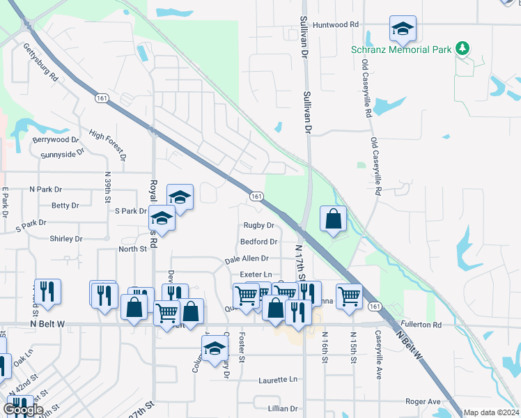 map of restaurants, bars, coffee shops, grocery stores, and more near 54 Ben Louis Drive in Belleville
