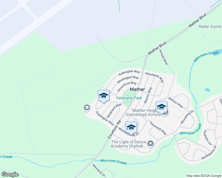map of restaurants, bars, coffee shops, grocery stores, and more near 4331 Monhegan Way in Sacramento County