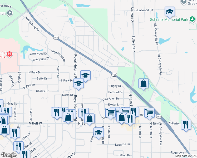 map of restaurants, bars, coffee shops, grocery stores, and more near 4 Pheasantwood Drive in Belleville