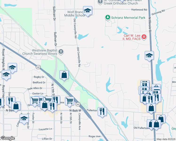 map of restaurants, bars, coffee shops, grocery stores, and more near 1459 Polo Run Drive in Swansea