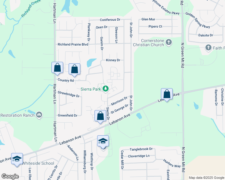 map of restaurants, bars, coffee shops, grocery stores, and more near 2616 Sierra Drive in Belleville