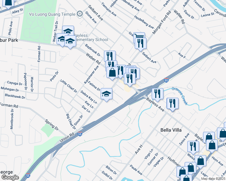 map of restaurants, bars, coffee shops, grocery stores, and more near 4262 La Salette Drive in St. Louis