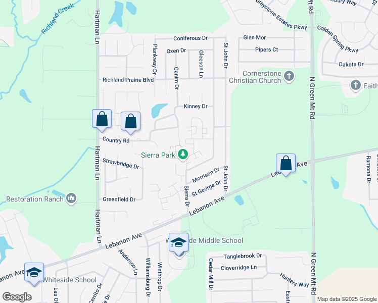 map of restaurants, bars, coffee shops, grocery stores, and more near 2611 Sierra Drive in Belleville