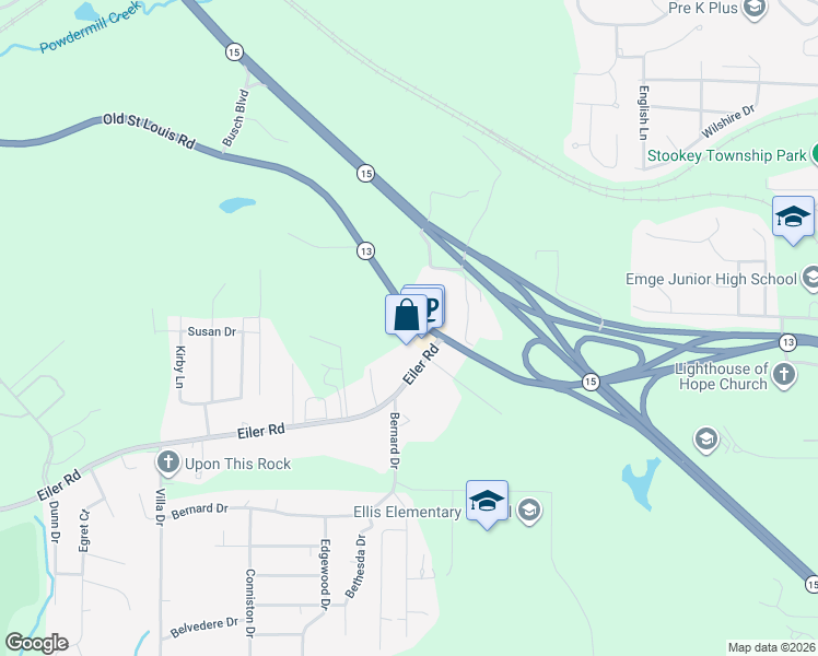 map of restaurants, bars, coffee shops, grocery stores, and more near 8317 Old Saint Louis Road in Belleville
