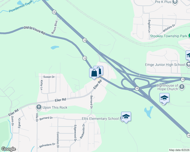 map of restaurants, bars, coffee shops, grocery stores, and more near 8317 Old Saint Louis Road in Belleville