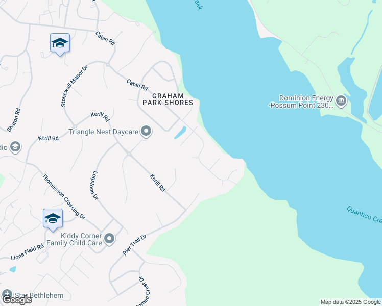 map of restaurants, bars, coffee shops, grocery stores, and more near 3172 Elm Court in Triangle