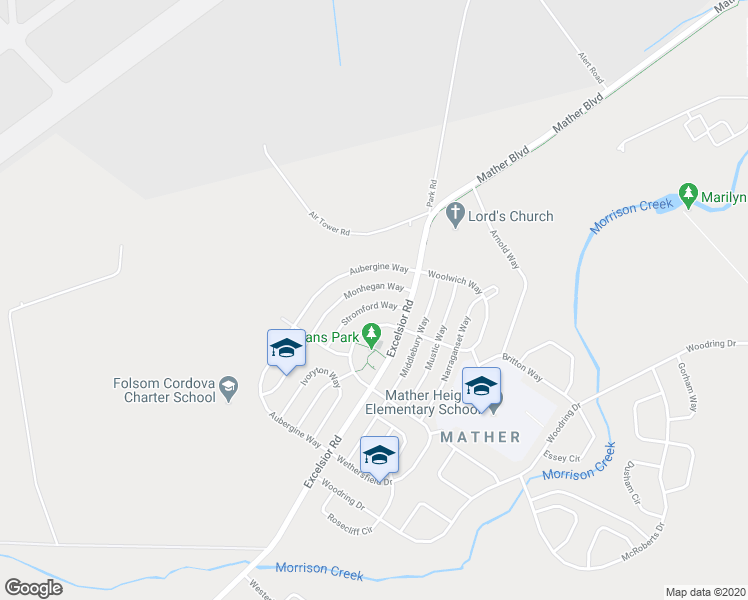 map of restaurants, bars, coffee shops, grocery stores, and more near 4254 Stromford Way in Sacramento