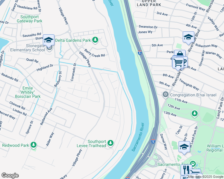 map of restaurants, bars, coffee shops, grocery stores, and more near 2750 Moonflower Street in West Sacramento