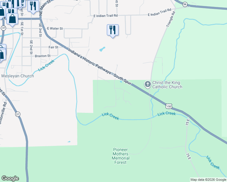 map of restaurants, bars, coffee shops, grocery stores, and more near 792 South Ridgecrest Lane in Paoli