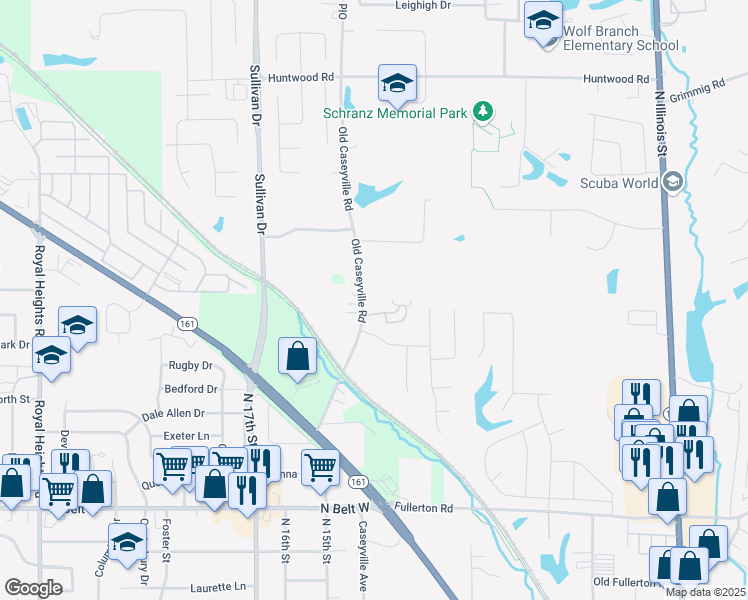 map of restaurants, bars, coffee shops, grocery stores, and more near 3012 Old Caseyville Road in Swansea