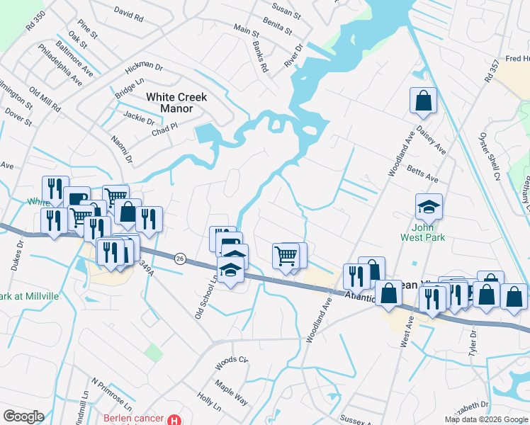 map of restaurants, bars, coffee shops, grocery stores, and more near 32 Hudson Avenue in Ocean View