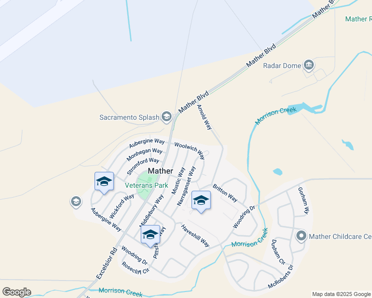map of restaurants, bars, coffee shops, grocery stores, and more near 4222 Mustic Way in Mather