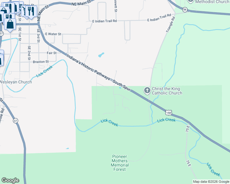 map of restaurants, bars, coffee shops, grocery stores, and more near 792 South Ridgecrest Lane in Paoli