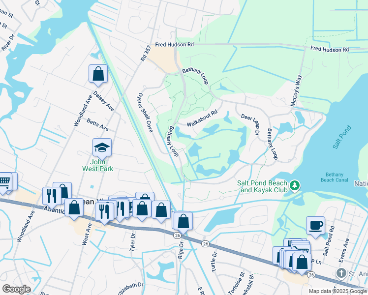 map of restaurants, bars, coffee shops, grocery stores, and more near 460 Bethany Loop in Bethany Beach