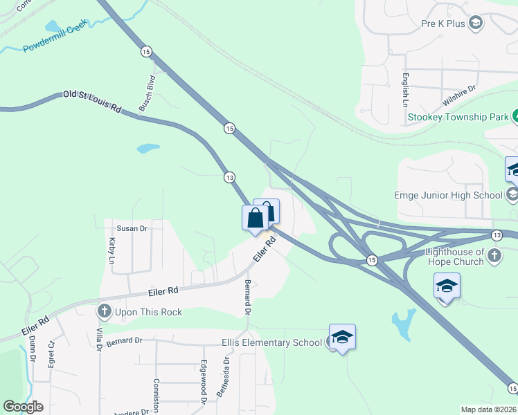 map of restaurants, bars, coffee shops, grocery stores, and more near 8317 Old Saint Louis Road in Belleville