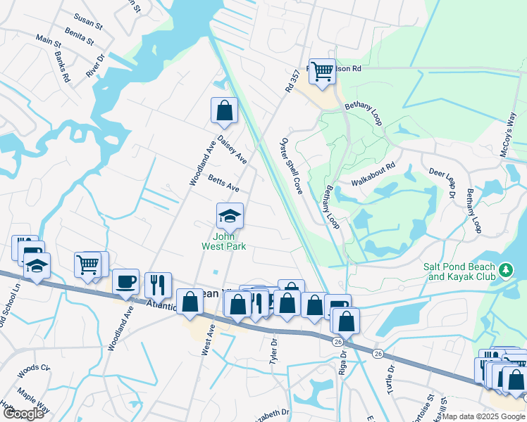 map of restaurants, bars, coffee shops, grocery stores, and more near 9 William Avenue in Ocean View