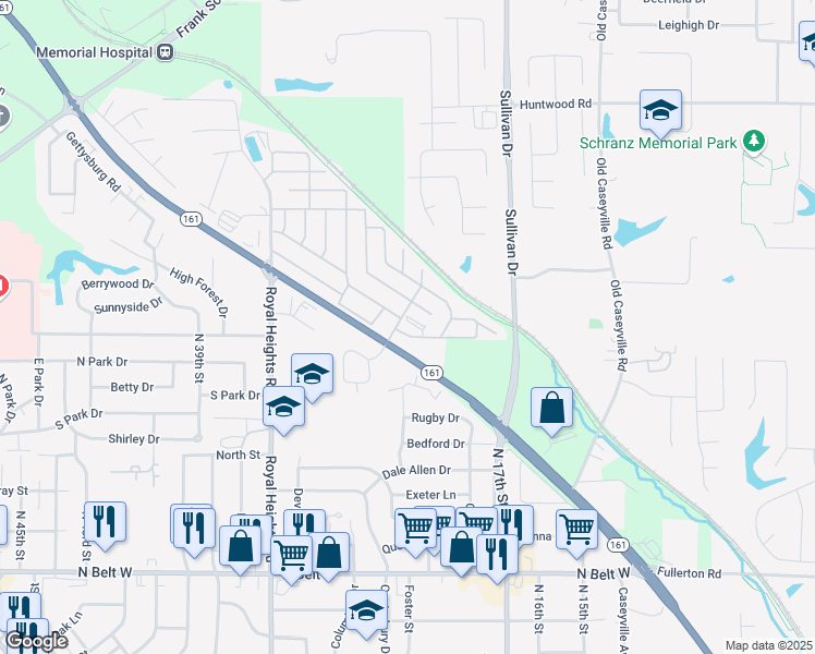 map of restaurants, bars, coffee shops, grocery stores, and more near 2495 Royal Mine Road in Belleville