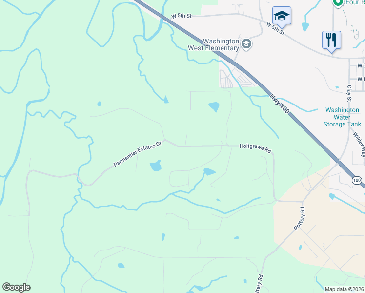 map of restaurants, bars, coffee shops, grocery stores, and more near Holtgrewe Road in Washington
