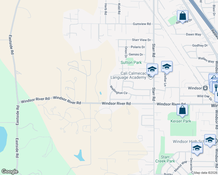map of restaurants, bars, coffee shops, grocery stores, and more near 9508 Wellington Circle in Windsor