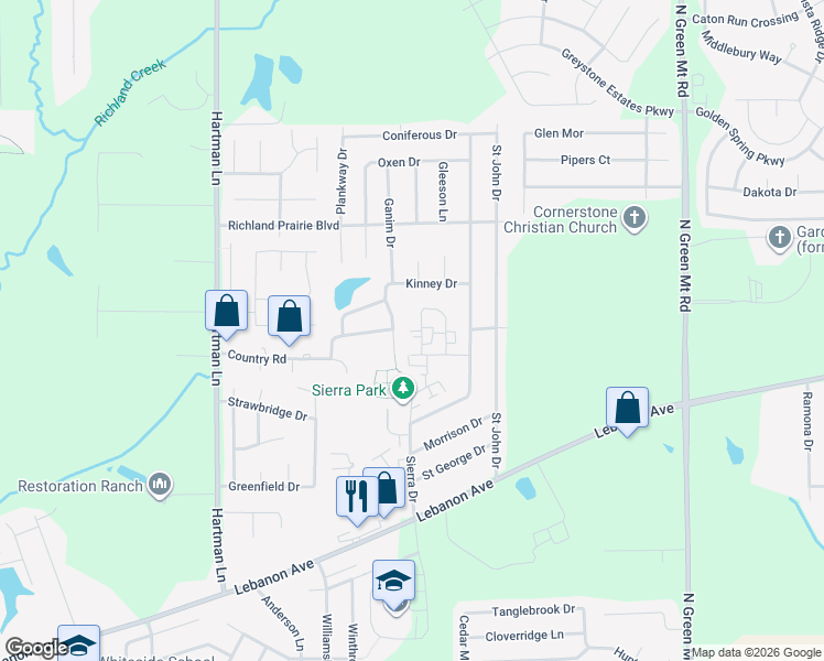 map of restaurants, bars, coffee shops, grocery stores, and more near 414 Ganim Drive in Belleville