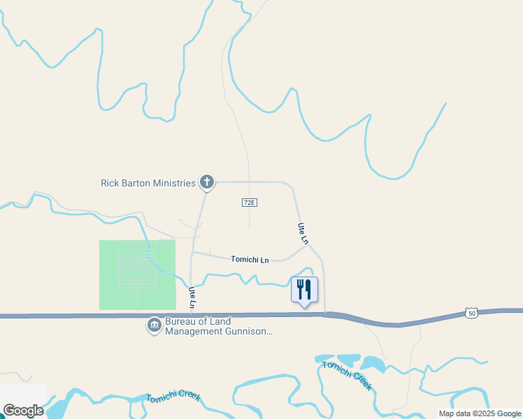map of restaurants, bars, coffee shops, grocery stores, and more near 132 Navajo Lane in Gunnison