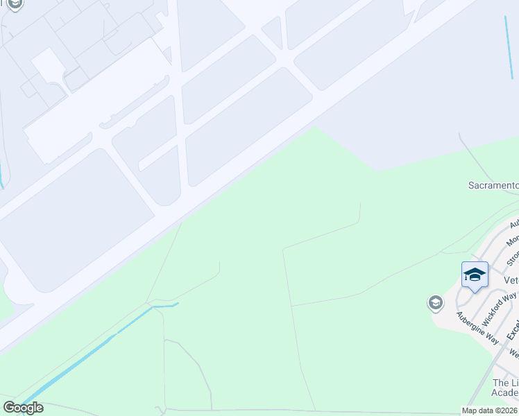 map of restaurants, bars, coffee shops, grocery stores, and more near Spaatz Way in Sacramento County