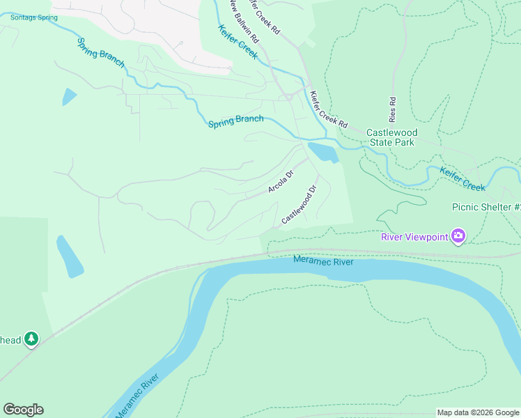 map of restaurants, bars, coffee shops, grocery stores, and more near 639 Castle Cliff Road in Ballwin