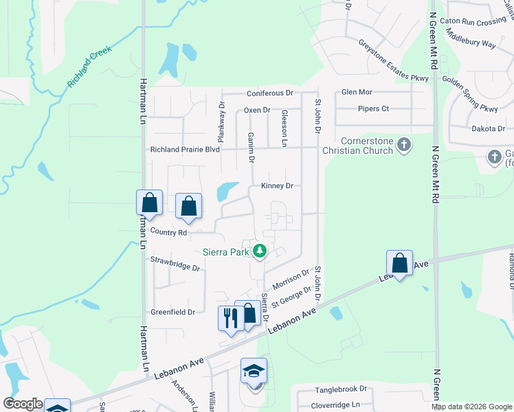 map of restaurants, bars, coffee shops, grocery stores, and more near 414 Ganim Drive in Belleville
