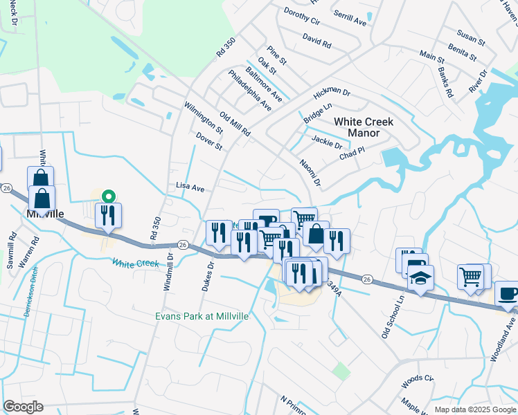 map of restaurants, bars, coffee shops, grocery stores, and more near 31828 Mill Run Drive in Ocean View