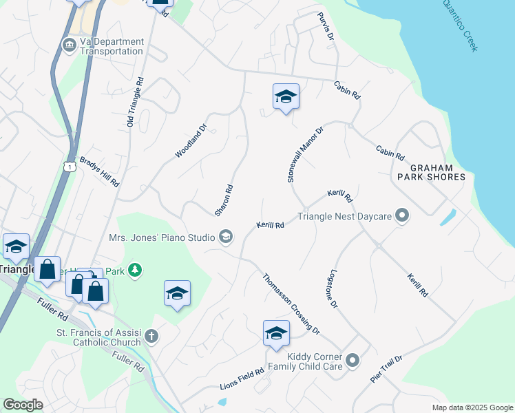 map of restaurants, bars, coffee shops, grocery stores, and more near 3709 Fidelis Court in Triangle