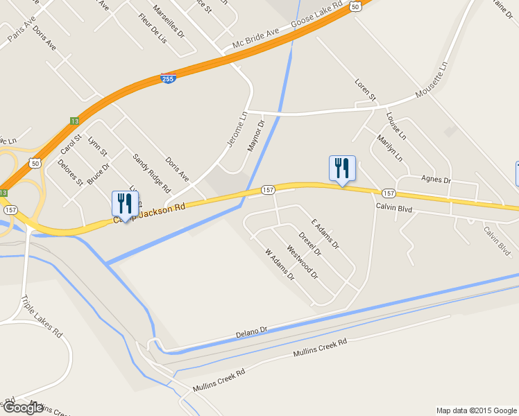 map of restaurants, bars, coffee shops, grocery stores, and more near 8 West Adams Drive in Cahokia