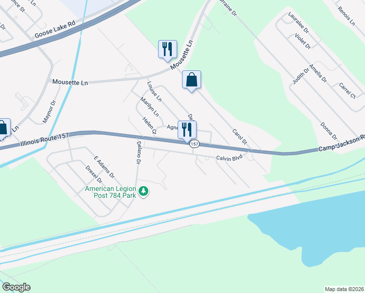 map of restaurants, bars, coffee shops, grocery stores, and more near 2742 Camp Jackson Road in Cahokia