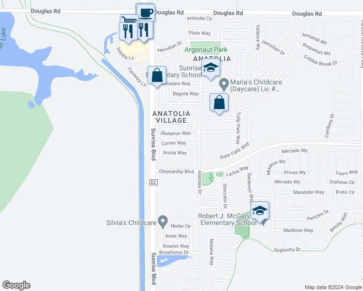 map of restaurants, bars, coffee shops, grocery stores, and more near 11804 Corino Way in Rancho Cordova