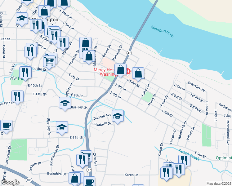 map of restaurants, bars, coffee shops, grocery stores, and more near 919 East 8th Street in Washington
