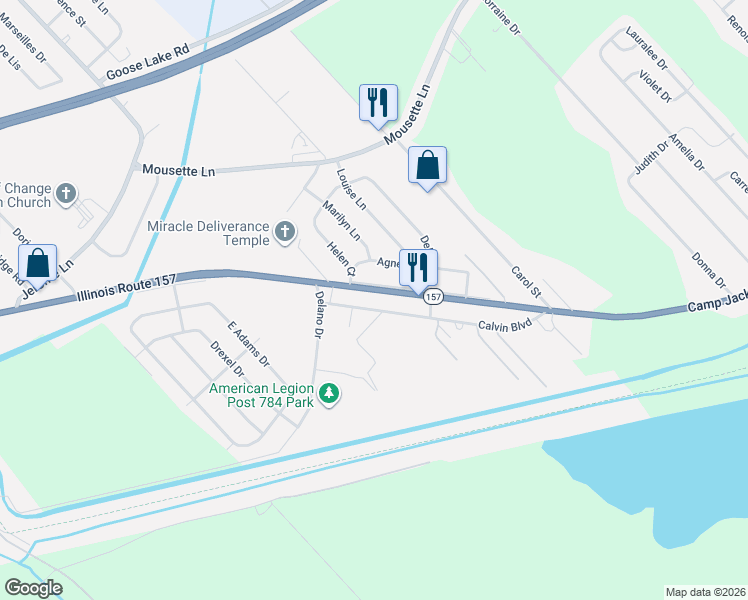 map of restaurants, bars, coffee shops, grocery stores, and more near 2731 Calvin Boulevard in Cahokia