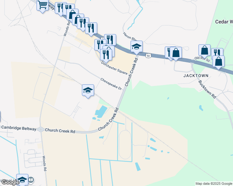 map of restaurants, bars, coffee shops, grocery stores, and more near 837 Chesapeake Drive in Cambridge