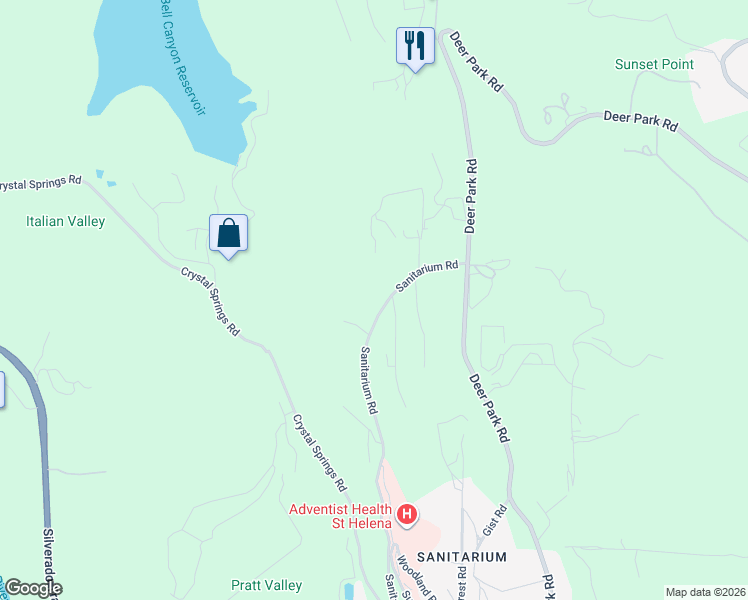 map of restaurants, bars, coffee shops, grocery stores, and more near 896 Sanitarium Road in Deer Park