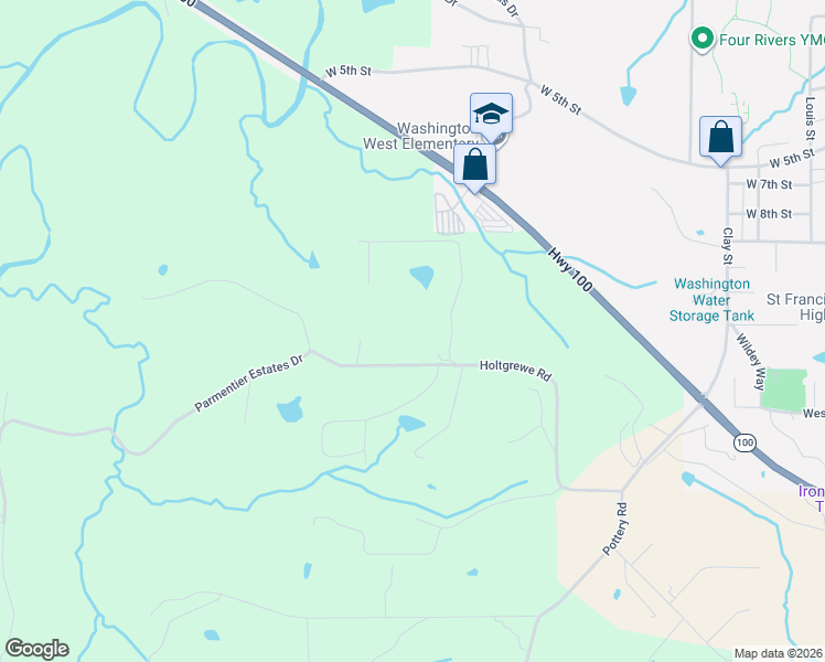 map of restaurants, bars, coffee shops, grocery stores, and more near 2347 Holtgrewe Road in Washington