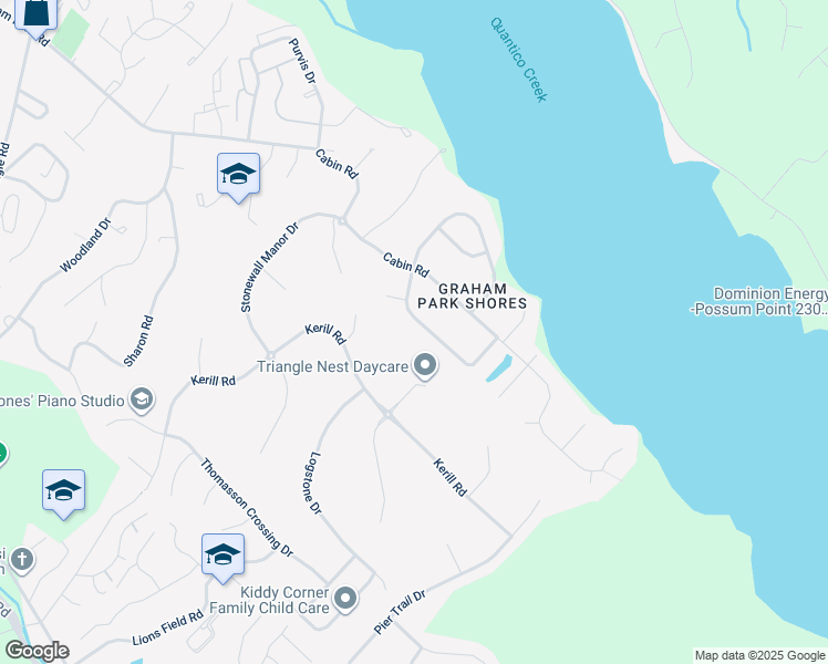 map of restaurants, bars, coffee shops, grocery stores, and more near 18410 Cedar Drive in Triangle