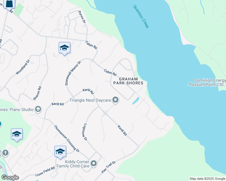 map of restaurants, bars, coffee shops, grocery stores, and more near 18410 Cedar Drive in Triangle